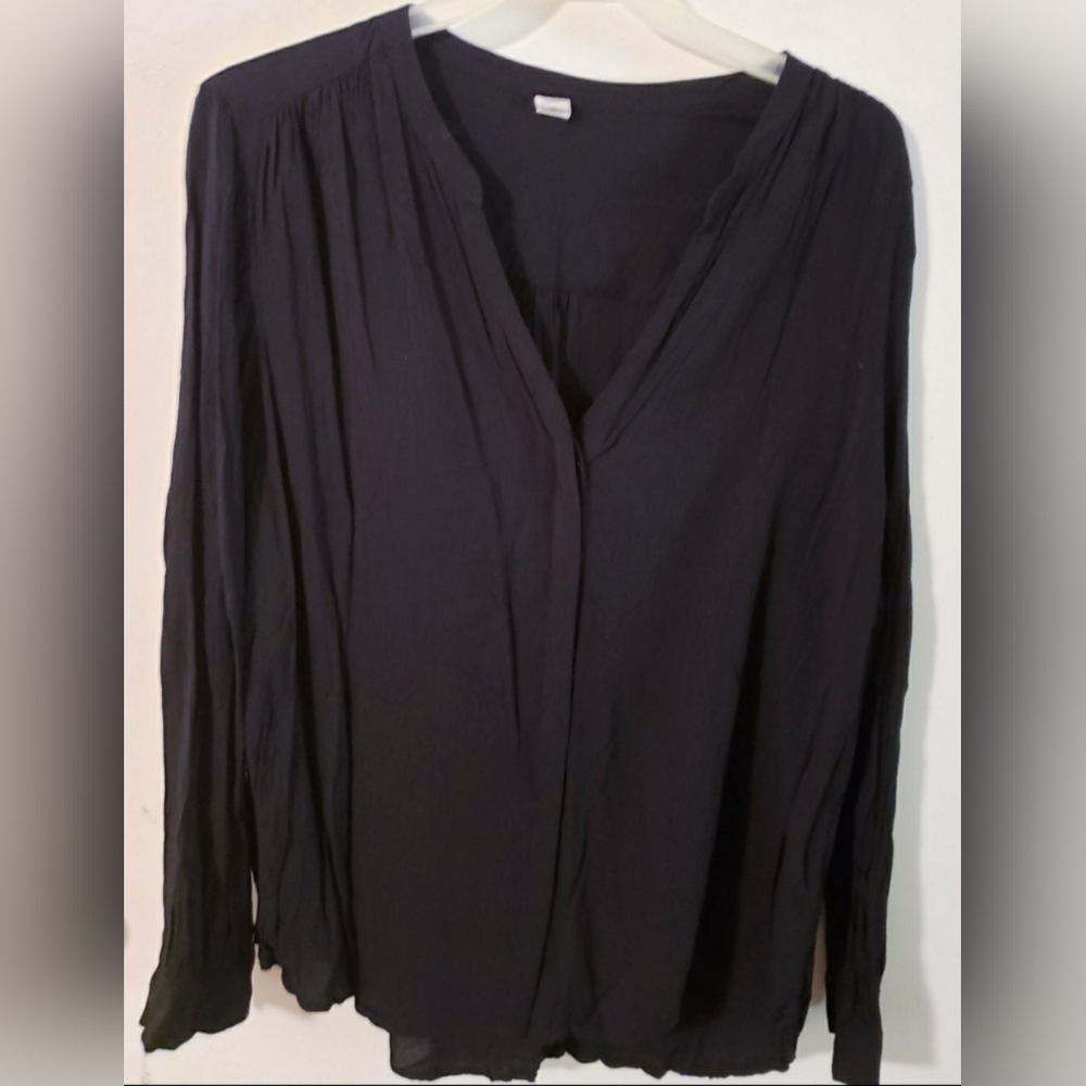 Old Navy Black Long Sleeve Blouse, Top Women's Size XL